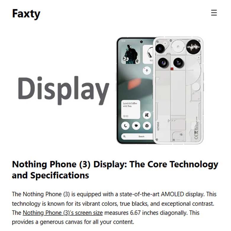 Faxty فناوری نمایشگر Nothing Phone (3) را AMOLED ثبت کرده است