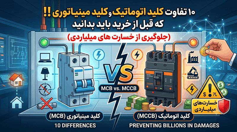 10 تفاوت کلید اتوماتیک و کلید مینیاتوری که قبل از خرید باید بدانید (جلوگیری از خسارت‌ های میلیاردی)