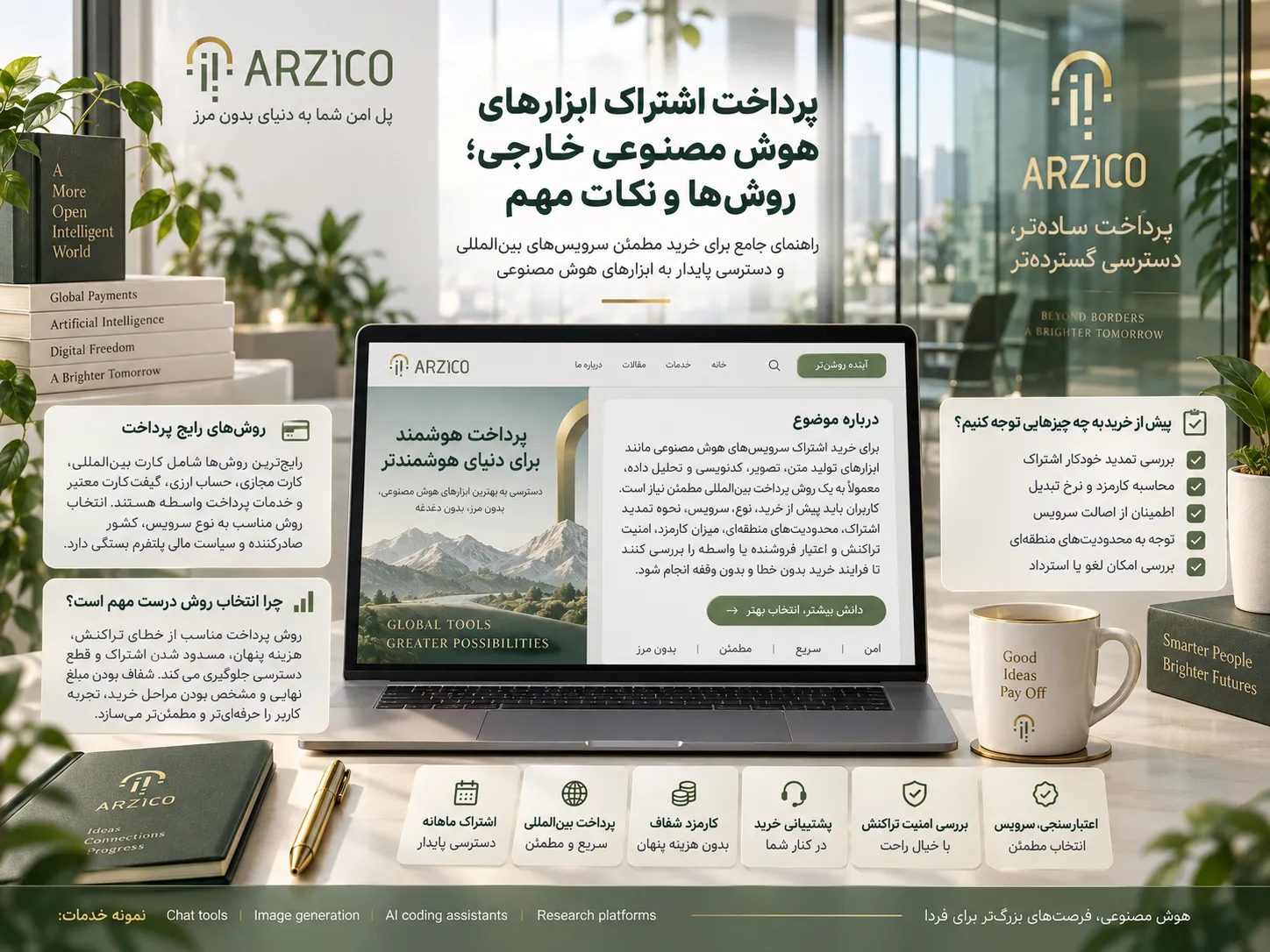 پرداخت اشتراک ابزارهای هوش مصنوعی خارجی؛ روشها و نکات مهم | ارزیکو پرداخت اشتراک ابزارهای هوش مصنوعی خارجی؛ روشها و نکات مهم | ارزیکو